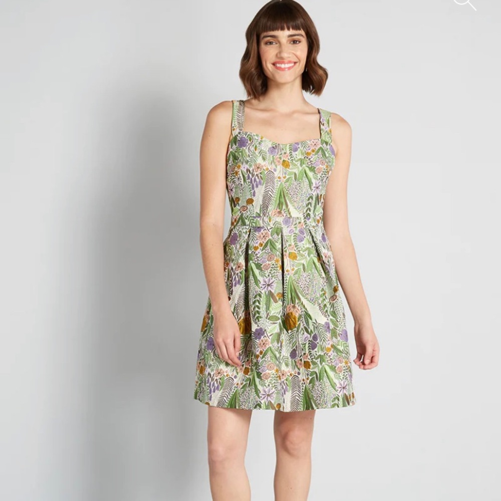 ModCloth A Spring Garden Fling Fit and Flare Dress